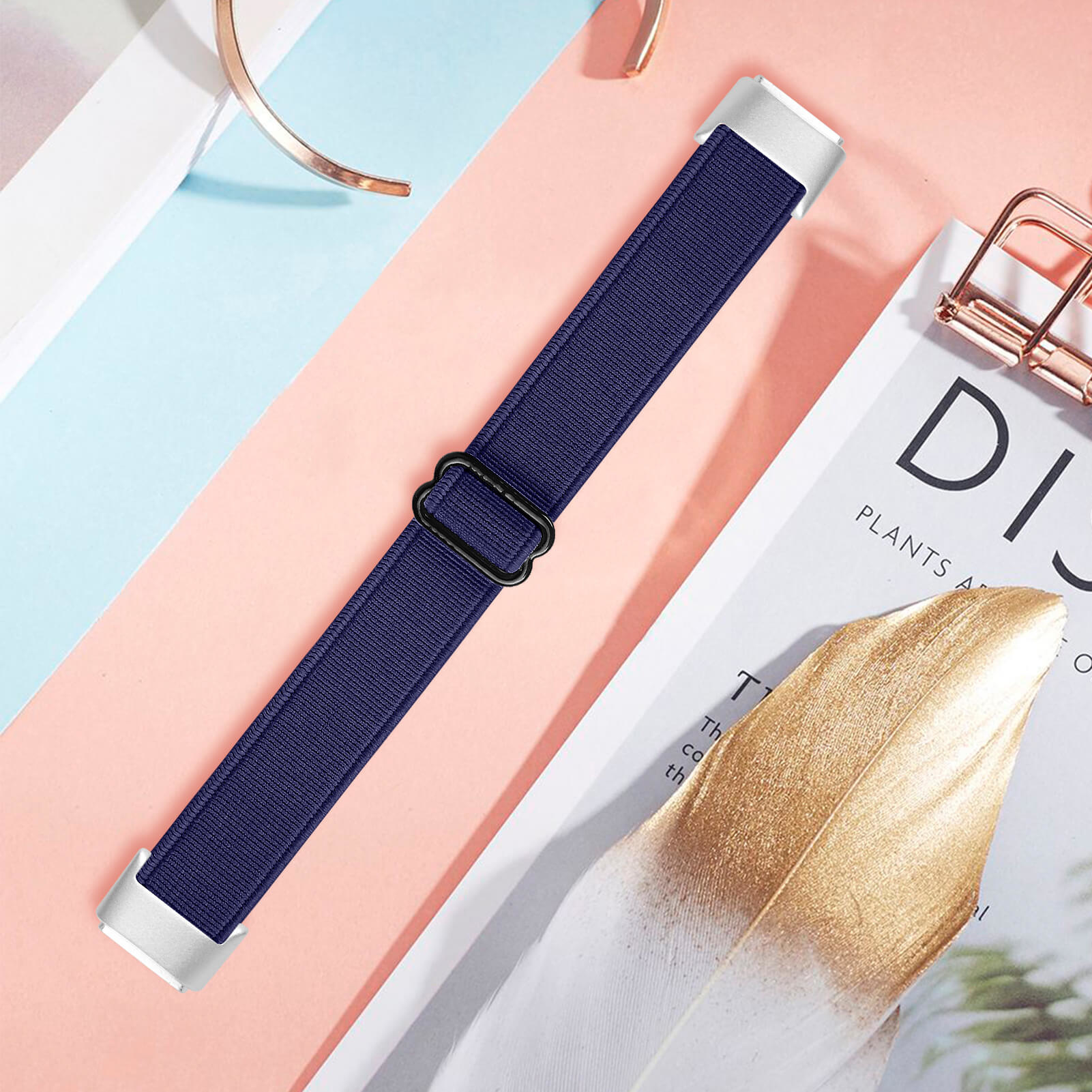 Fitbit Luxe Nylon Stretch Bandje - Donkerblauw