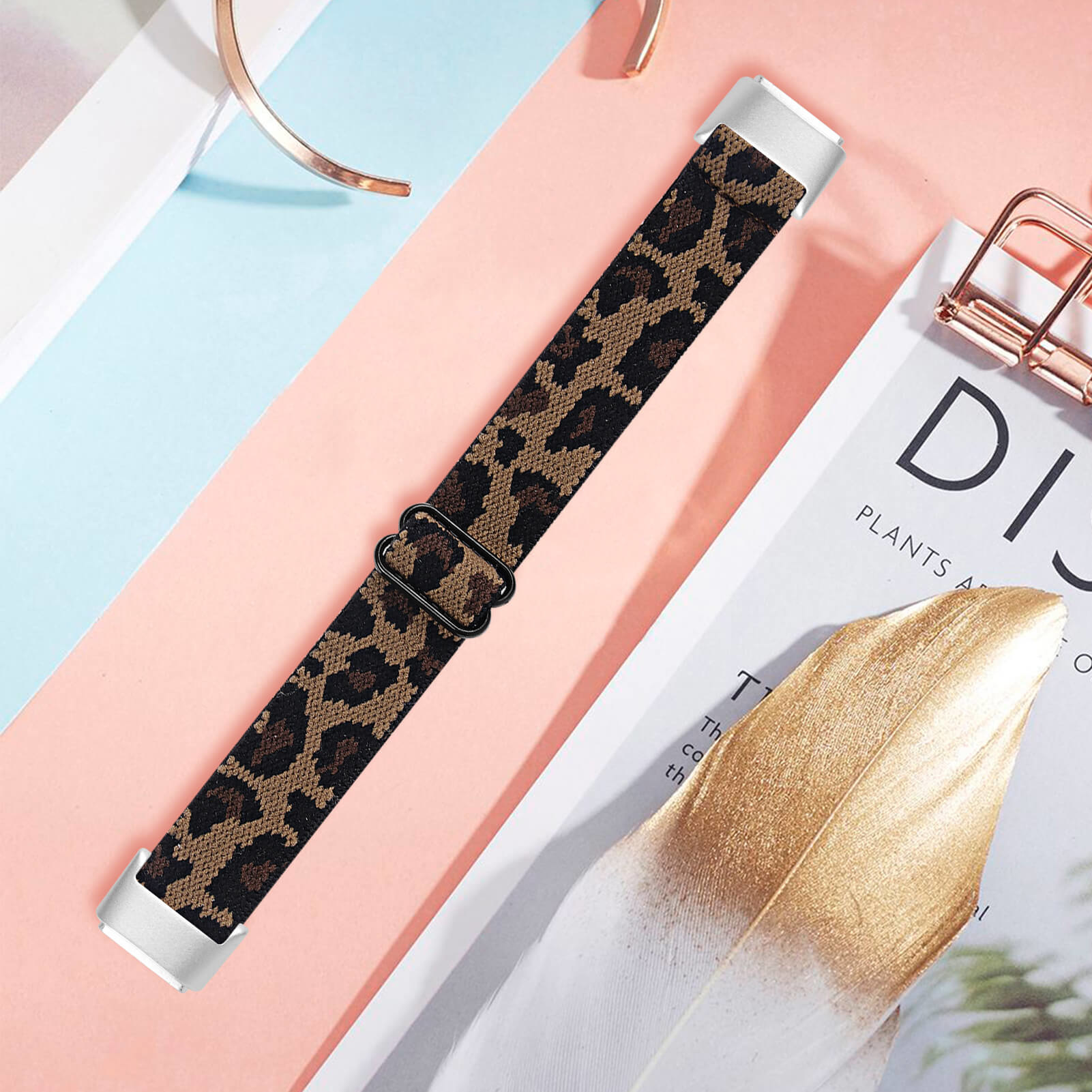 Fitbit Luxe Nylon Stretch Bandje - Leopard
