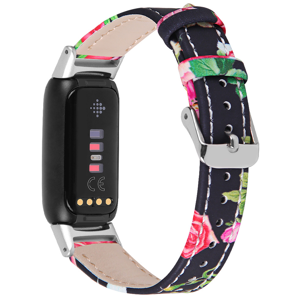 Fitbit Luxe Klassiek Leer Bandje - Bloemen