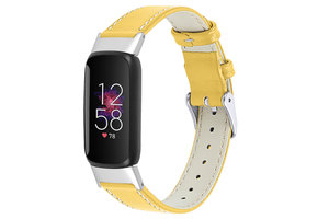 Fitbit Luxe Klassiek Leer Bandje - Geel