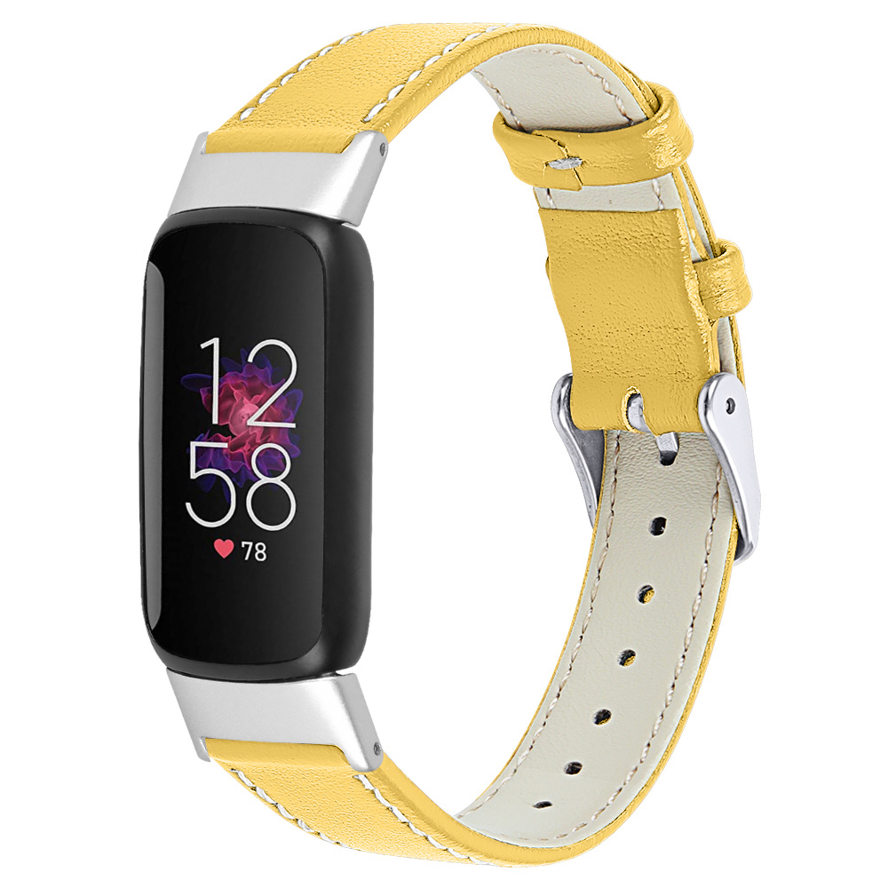 Fitbit Luxe Klassiek Leer Bandje - Geel