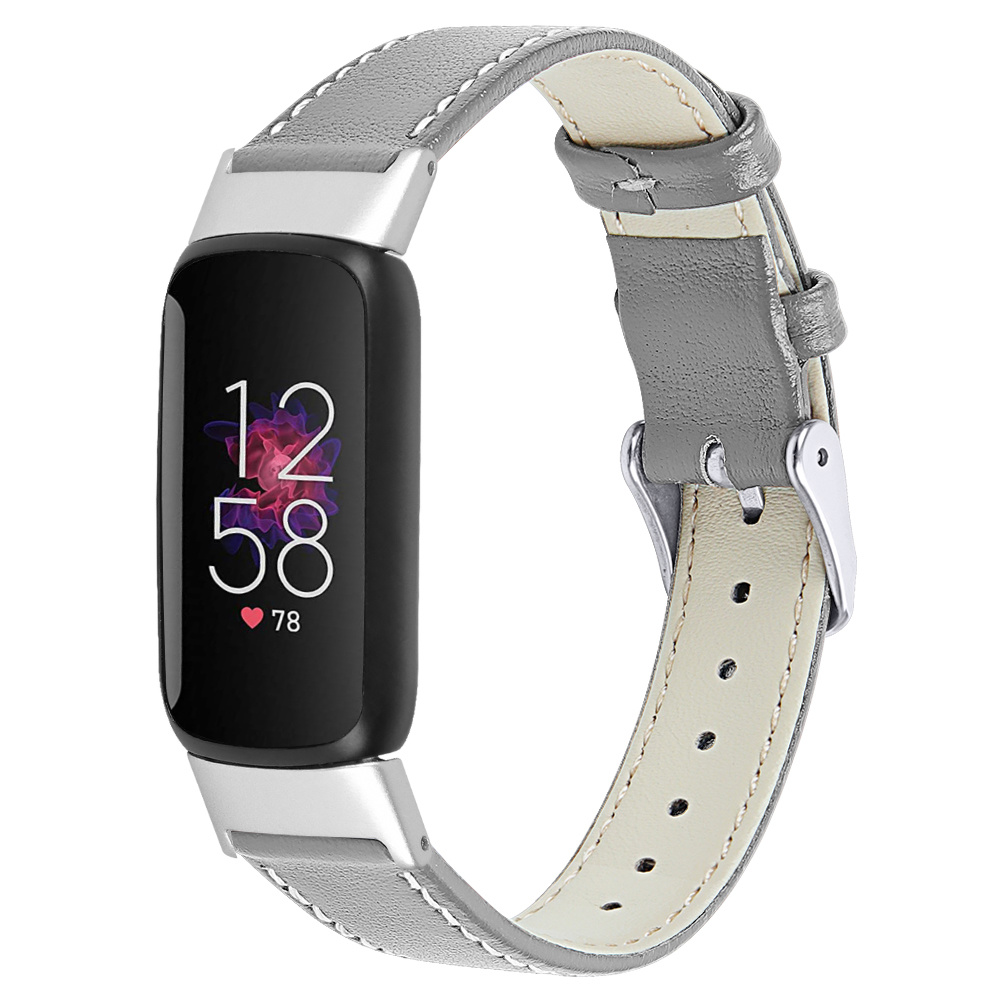 Fitbit Luxe Klassiek Leer Bandje - Grijs