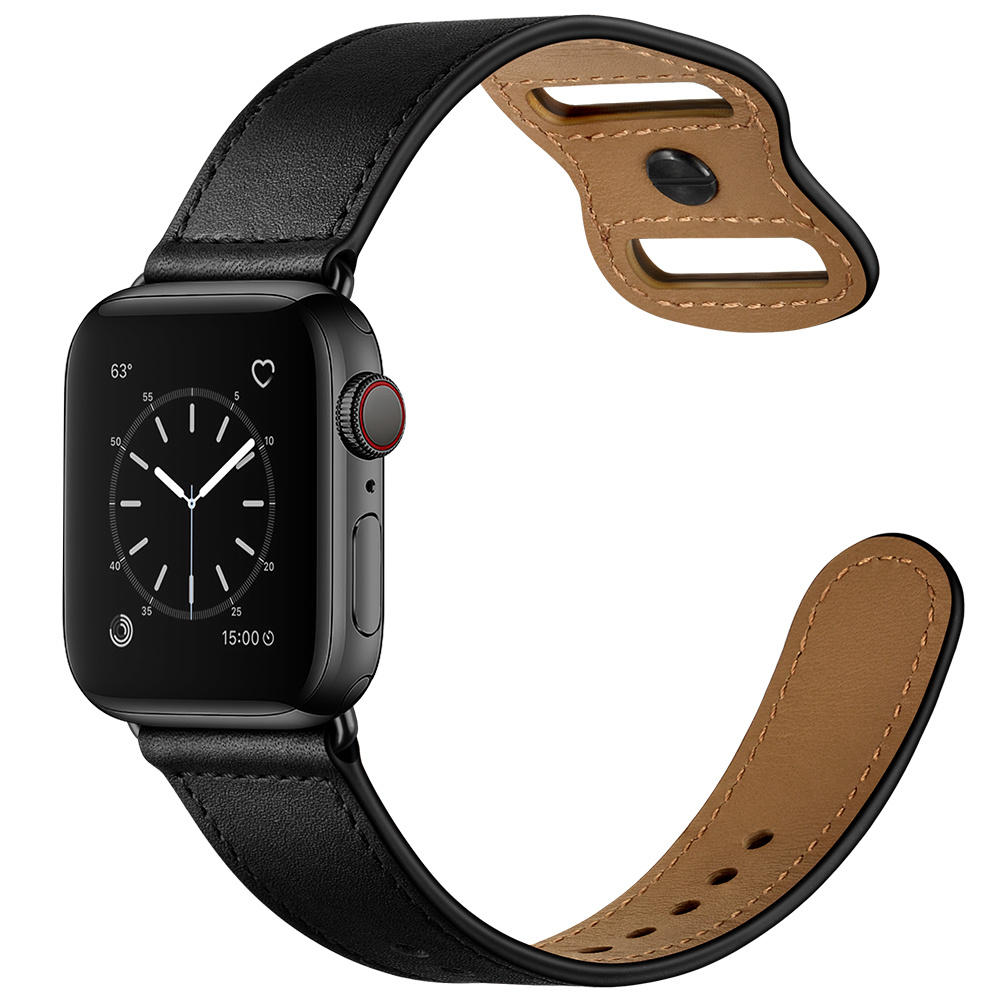 Apple Watch Leer Lima Bandje – Zwart