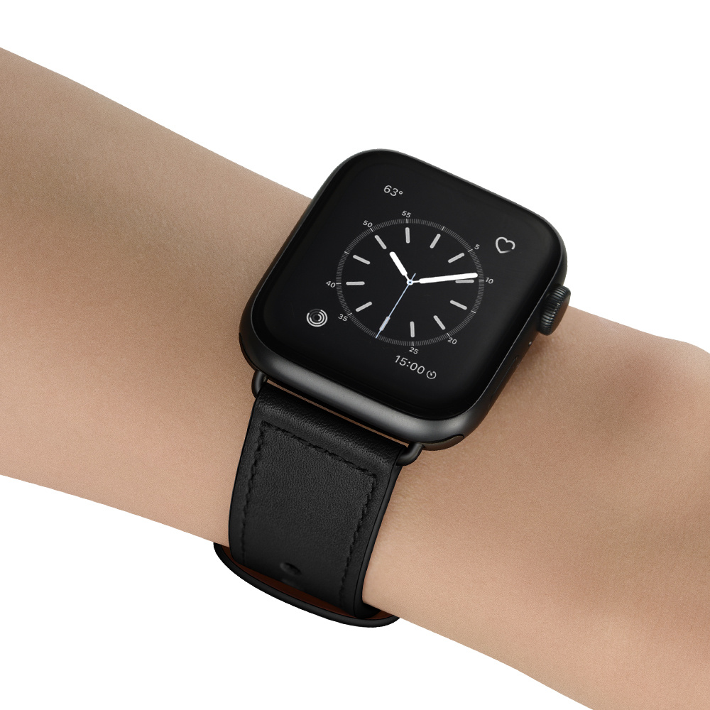 Apple Watch Leer Lima Bandje – Zwart
