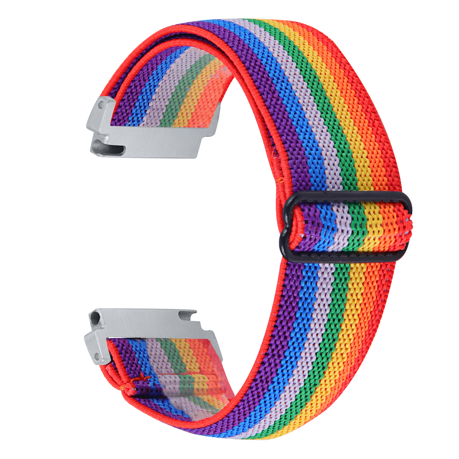 Fitbit Versa 3 / Sense Nylon Stretch Bandje - Regenboog