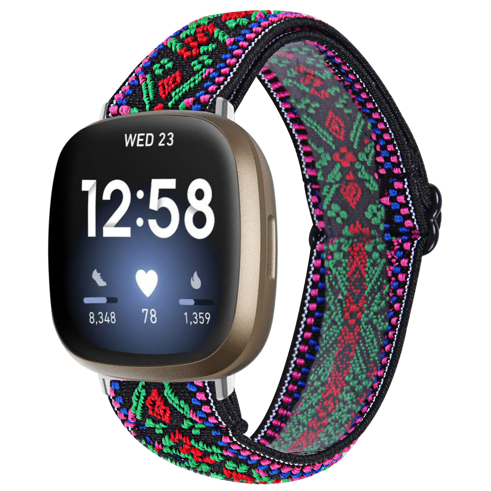 Fitbit Versa 3 / Sense Nylon Stretch Bandje - Azteca Paars