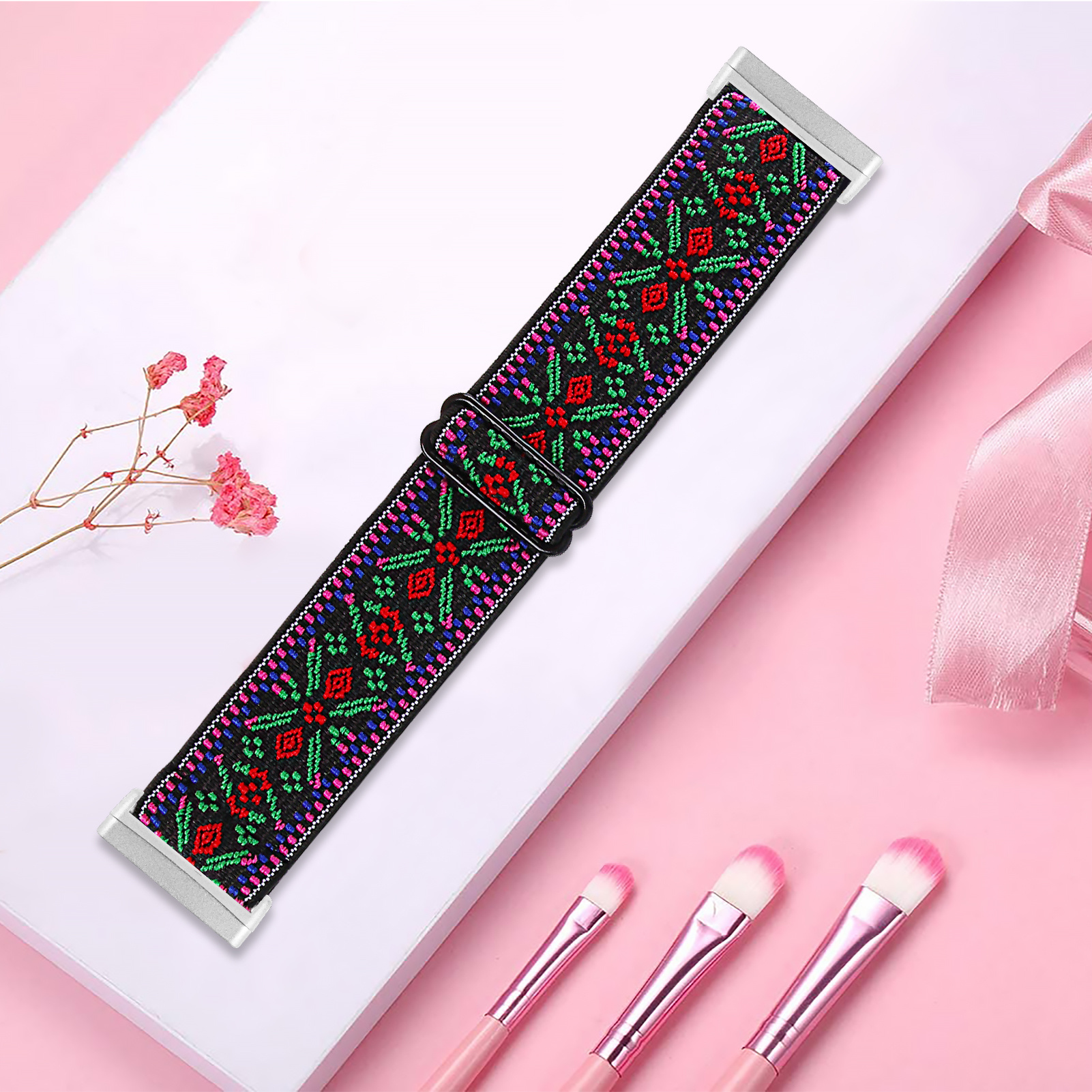 Fitbit Versa 3 / Sense Nylon Stretch Bandje - Azteca Paars