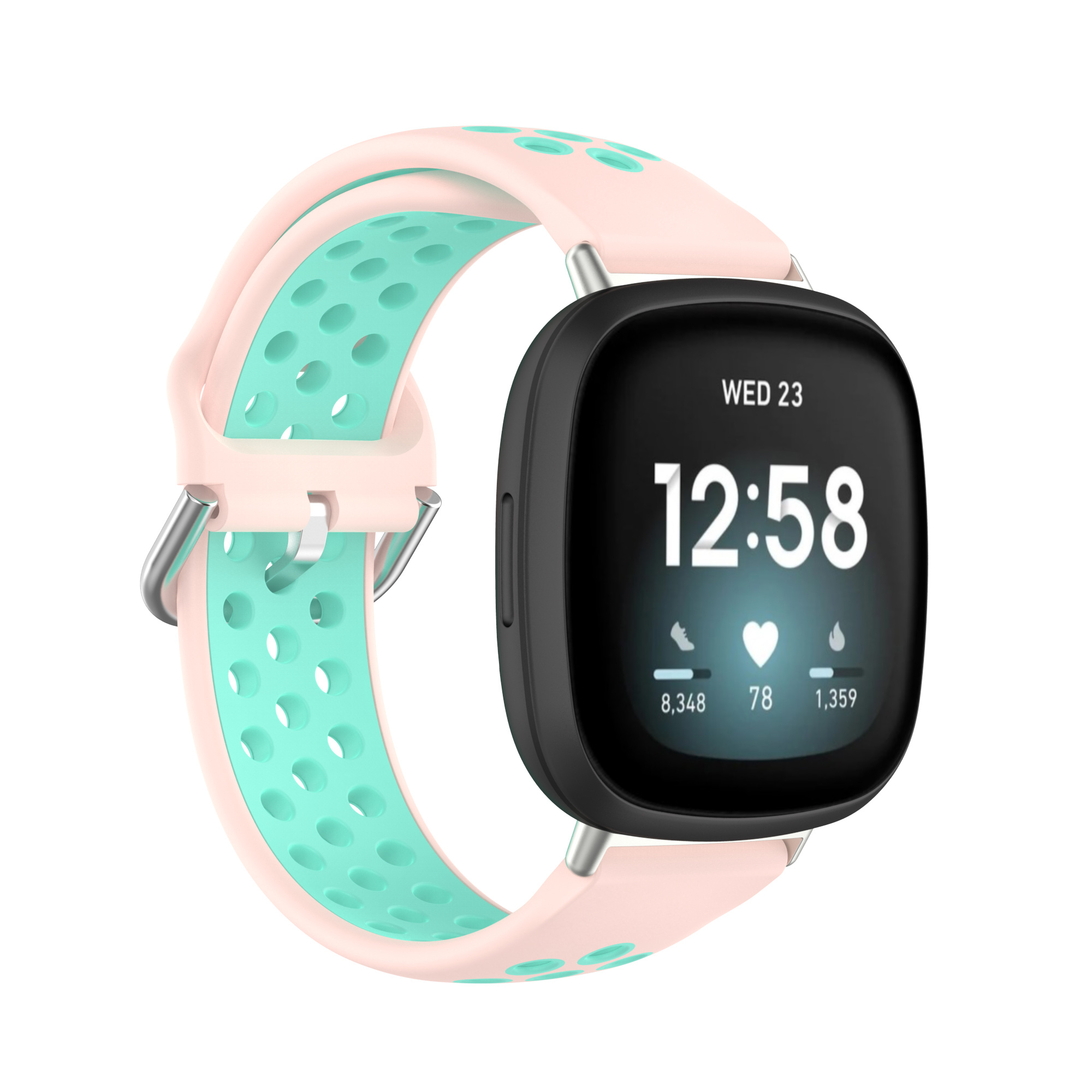 Fitbit Versa 3 / Sense Sport Air Bandje - Oranje / Turquoise