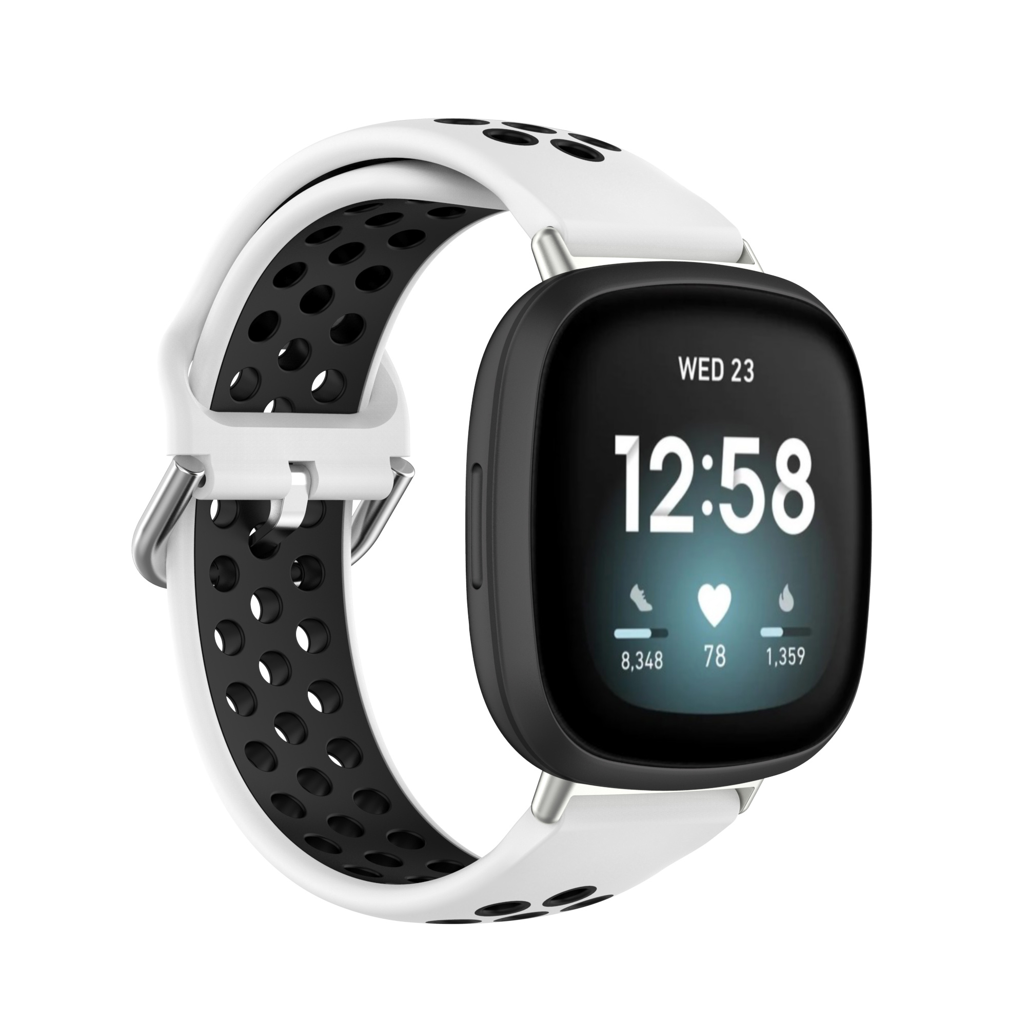 Fitbit Versa 3 / Sense Sport Air Bandje - Wit / Zwart