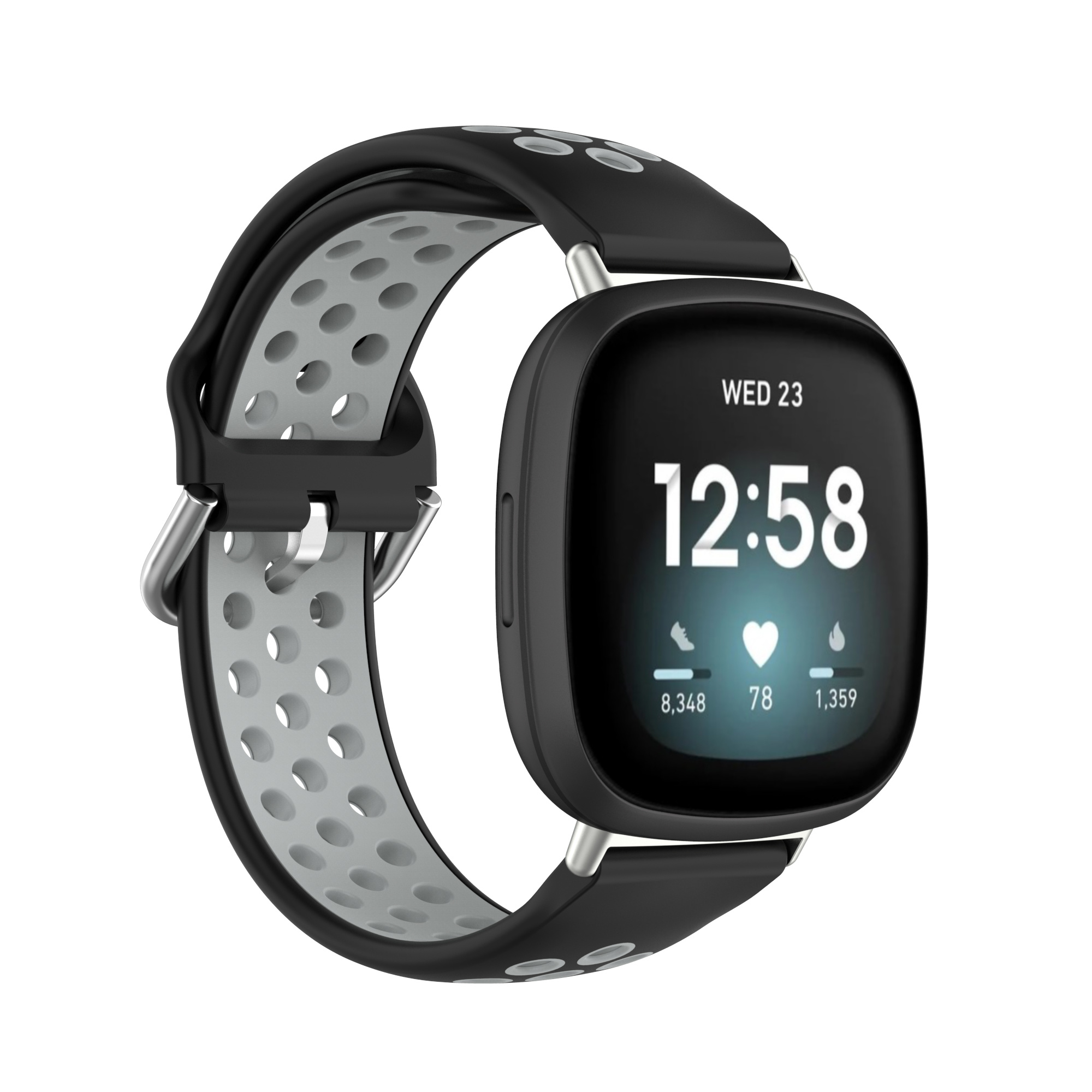Fitbit Versa 3 / Sense Sport Air Bandje - Zwart / Grijs