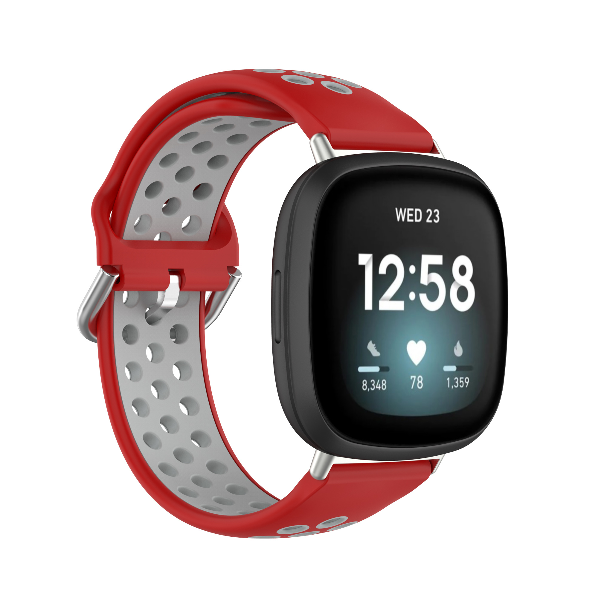 Fitbit Versa 3 / Sense Sport Air Bandje - Rood / Grijs