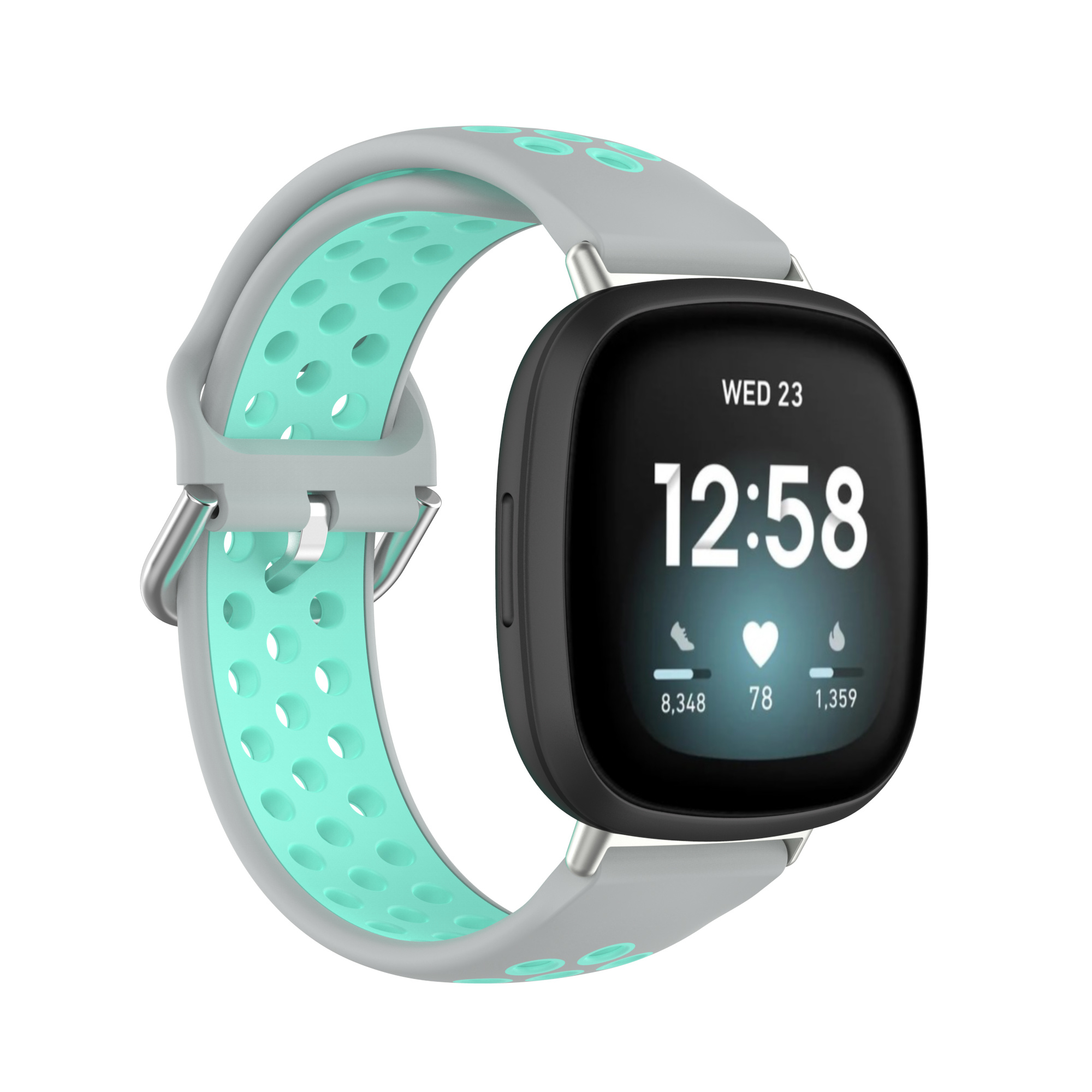 Fitbit Versa 3 / Sense Sport Air Bandje - Grijs / Turquoise