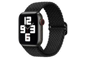Apple Watch Gevlochten Nylon Stretch Bandje - Zwart