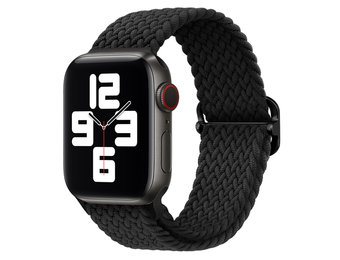 Apple Watch Gevlochten Nylon Stretch Bandje - Zwart