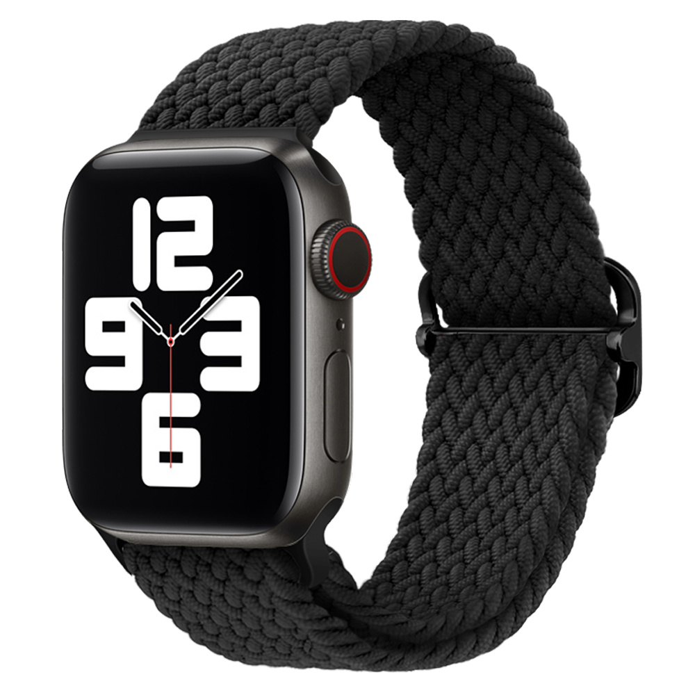 Apple Watch Gevlochten Nylon Stretch Bandje - Zwart