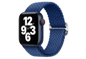 Apple Watch Gevlochten Nylon Stretch Bandje - Blauw