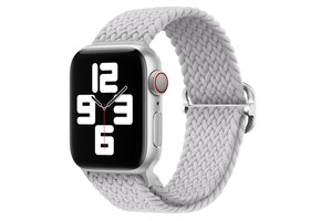 Apple Watch Gevlochten Nylon Stretch Bandje - Lichtgrijs