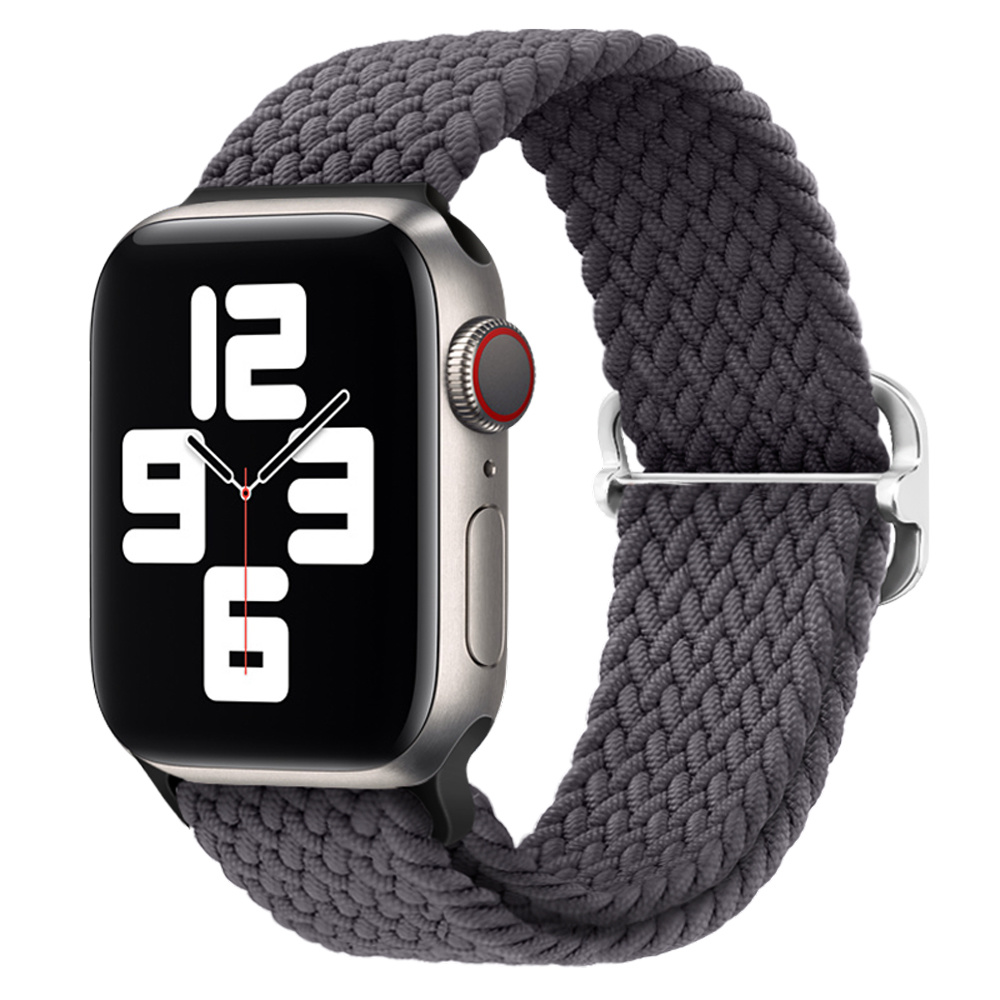 Apple Watch Gevlochten Nylon Stretch Bandje - Donkergrijs