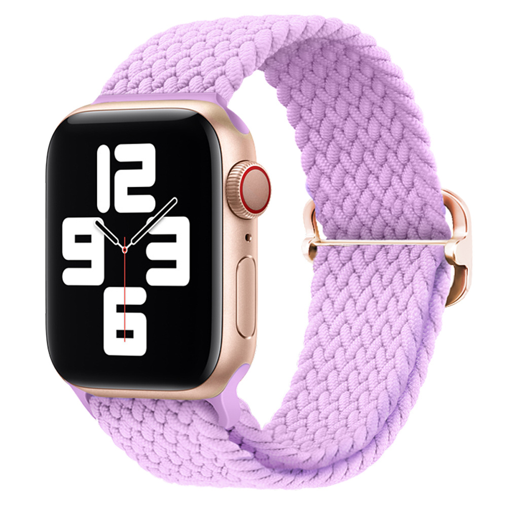 Apple Watch Gevlochten Nylon Stretch Bandje - Lichtpaars