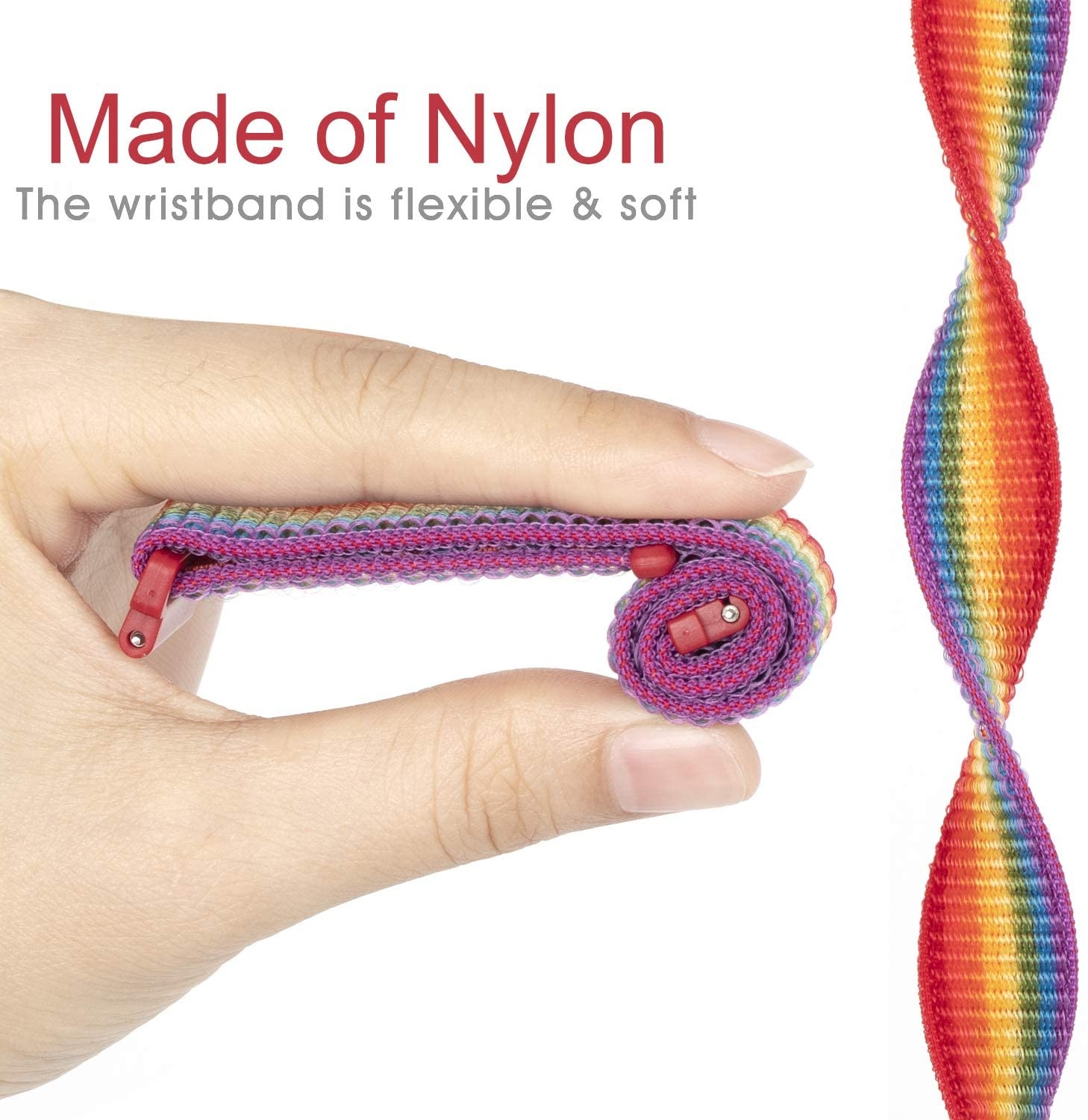 Nylon Velcro Bandje 20mm Universeel - Regenboog