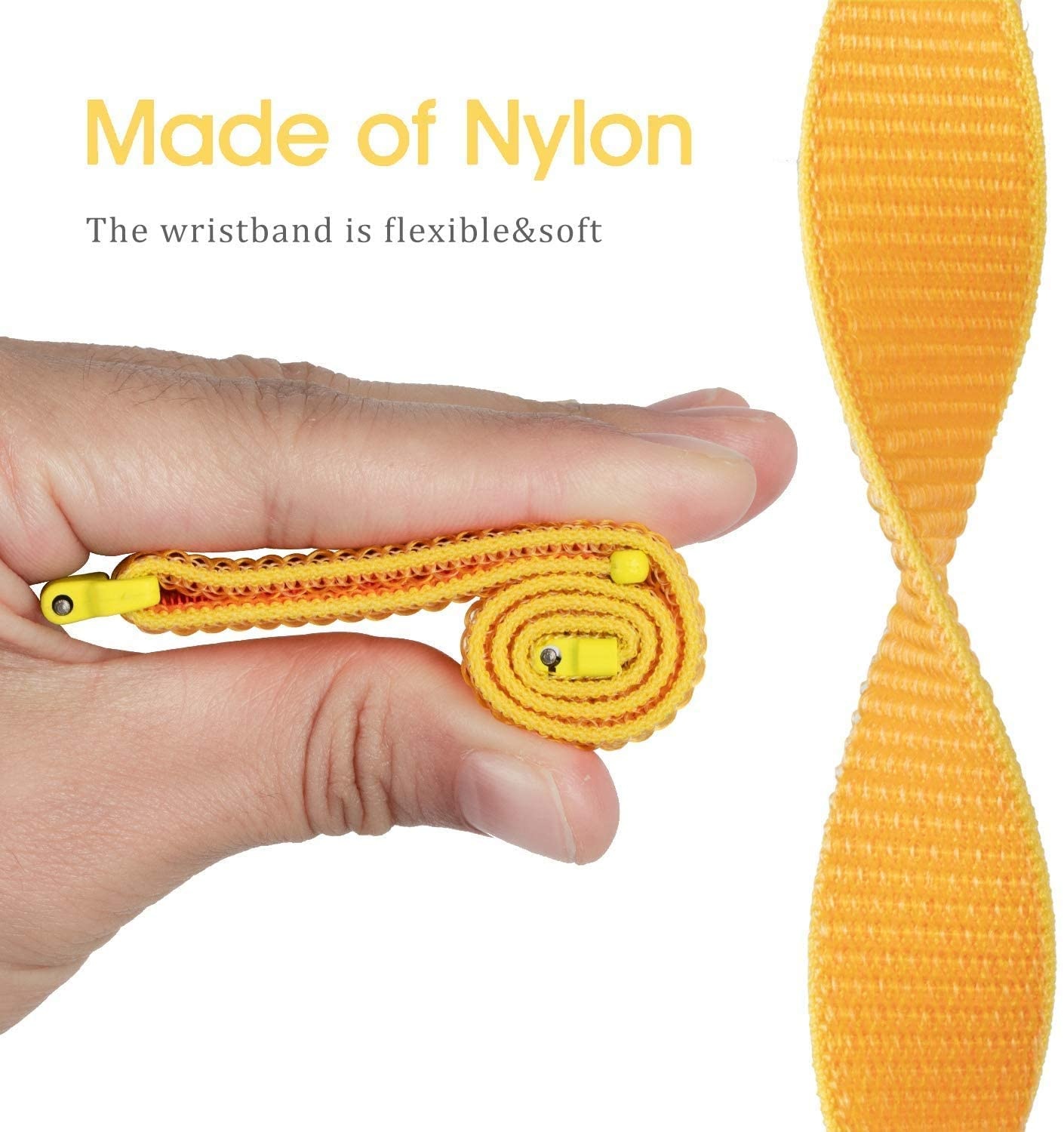Nylon Velcro Bandje 22mm Universeel - Geel