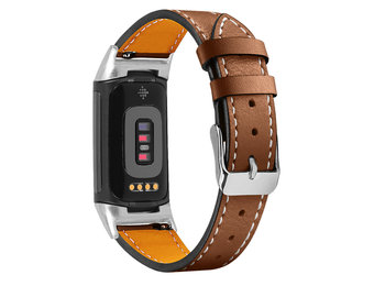 Fitbit Charge 5 Leer Bandje - Bruin