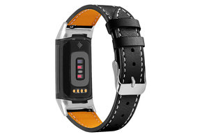 Fitbit Charge 5 Leer Bandje - Zwart