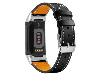Fitbit Charge 5 Leer Bandje - Zwart