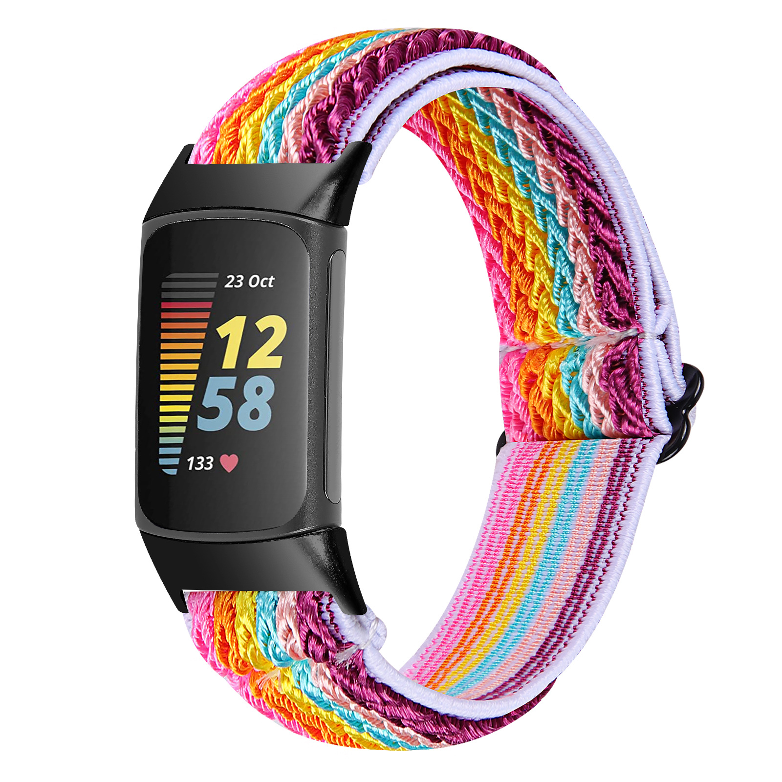 Fitbit Charge 5 Nylon Stretch Bandje - Multicolour