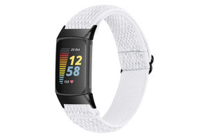 Fitbit Charge 5 Nylon Stretch Bandje - Wit