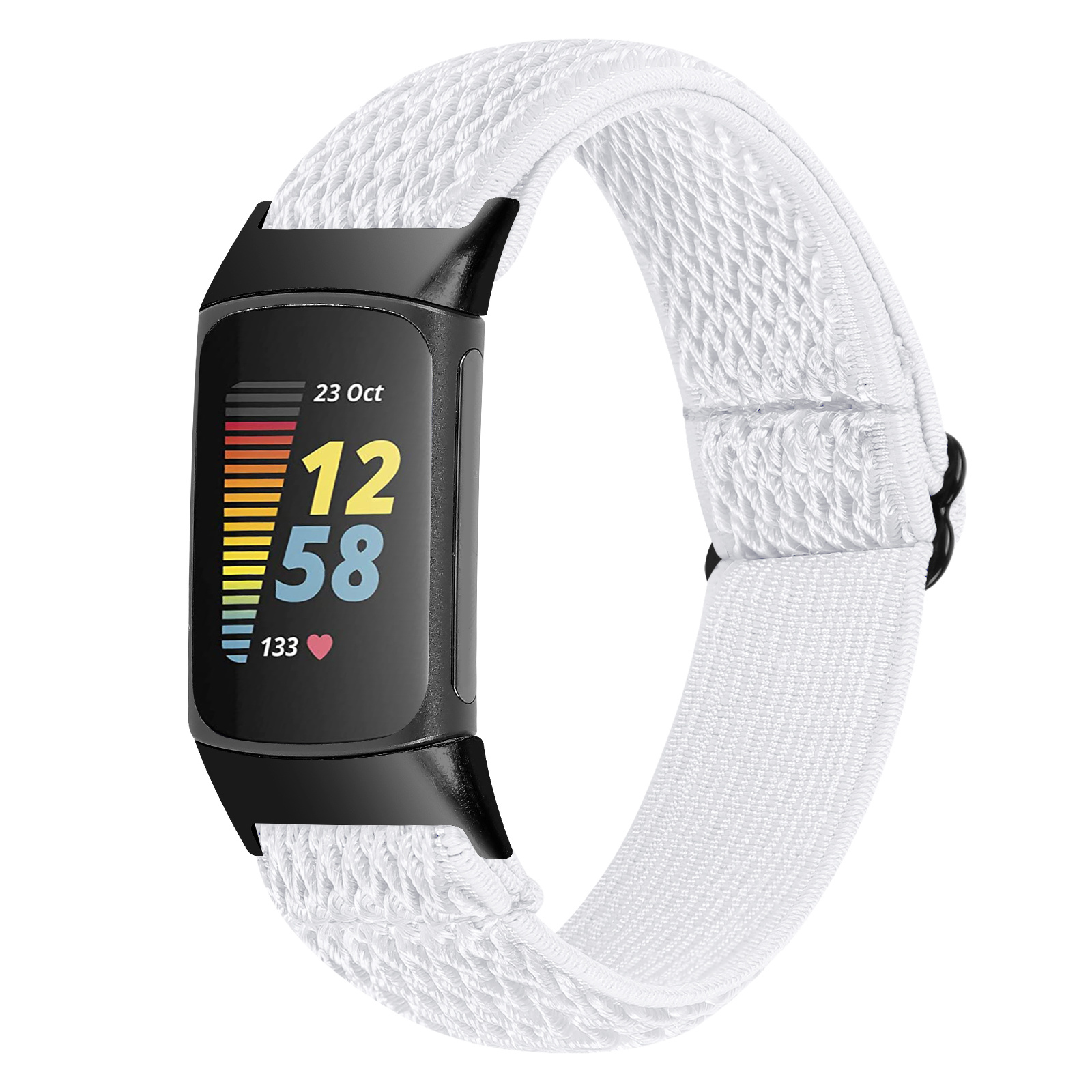 Fitbit Charge 5 Nylon Stretch Bandje - Wit
