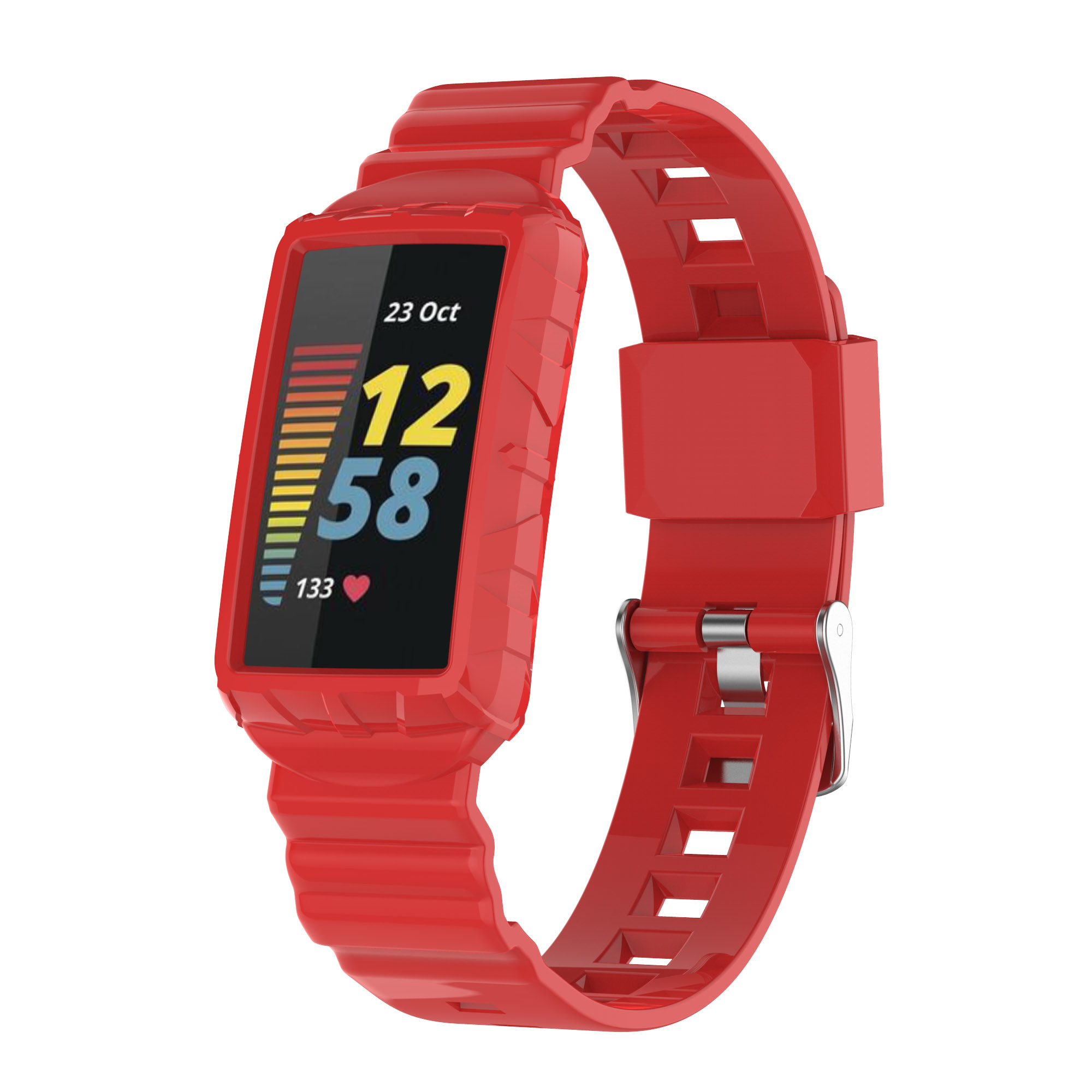 Fitbit Charge 5 4 3 Shock Proof Bandje - Rood