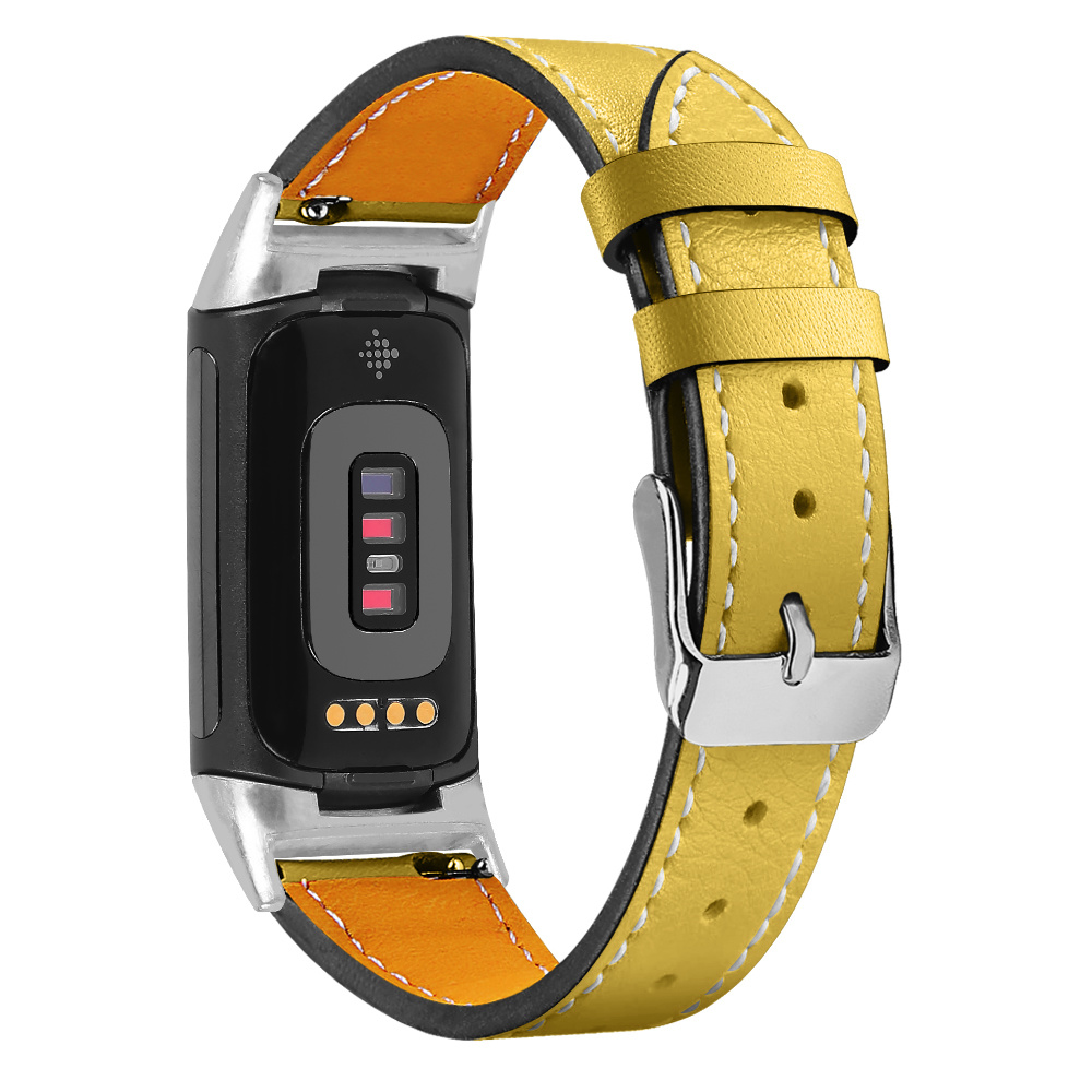 Fitbit Charge 5 Leer Bandje - Geel