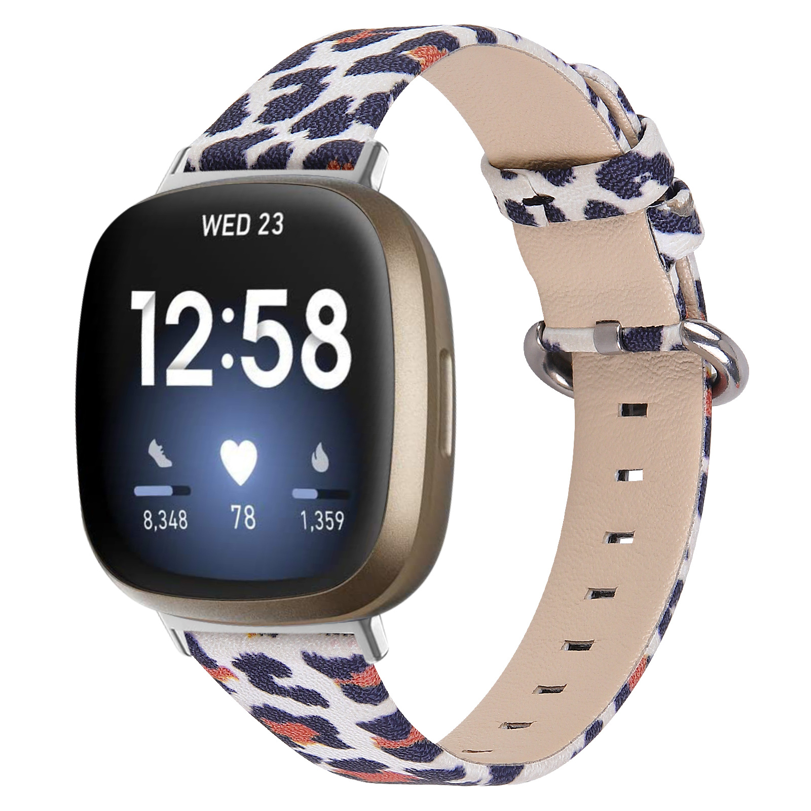 Fitbit Versa 3 / Sense Leer Bandje - Leopard