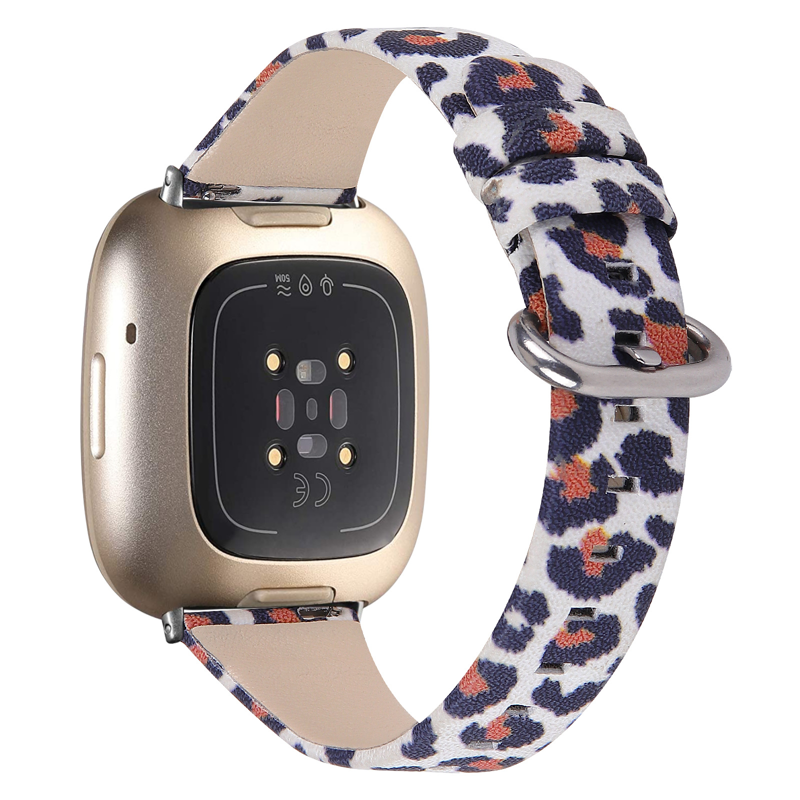 Fitbit Versa 3 / Sense Leer Bandje - Leopard