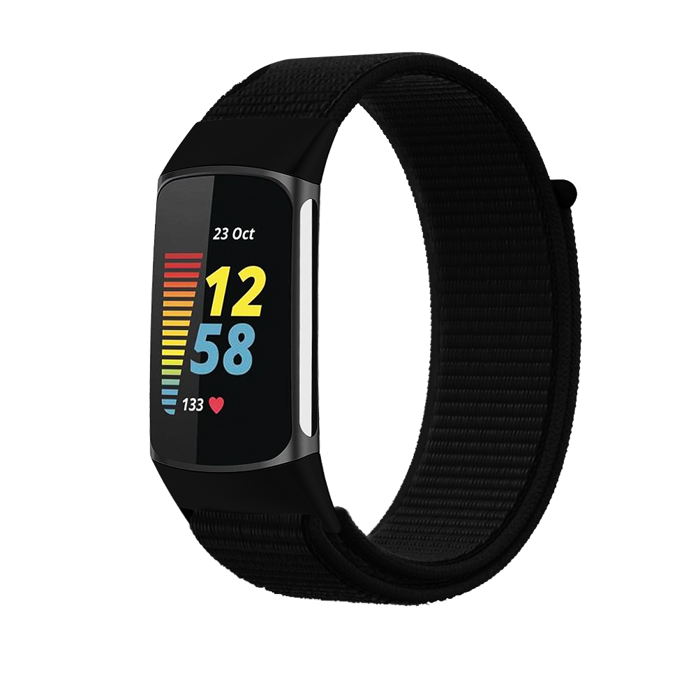 Fitbit Charge 5 Nylon Velcro Bandje - Zwart