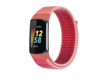 Fitbit Charge 5 Nylon Velcro Bandje - Roze