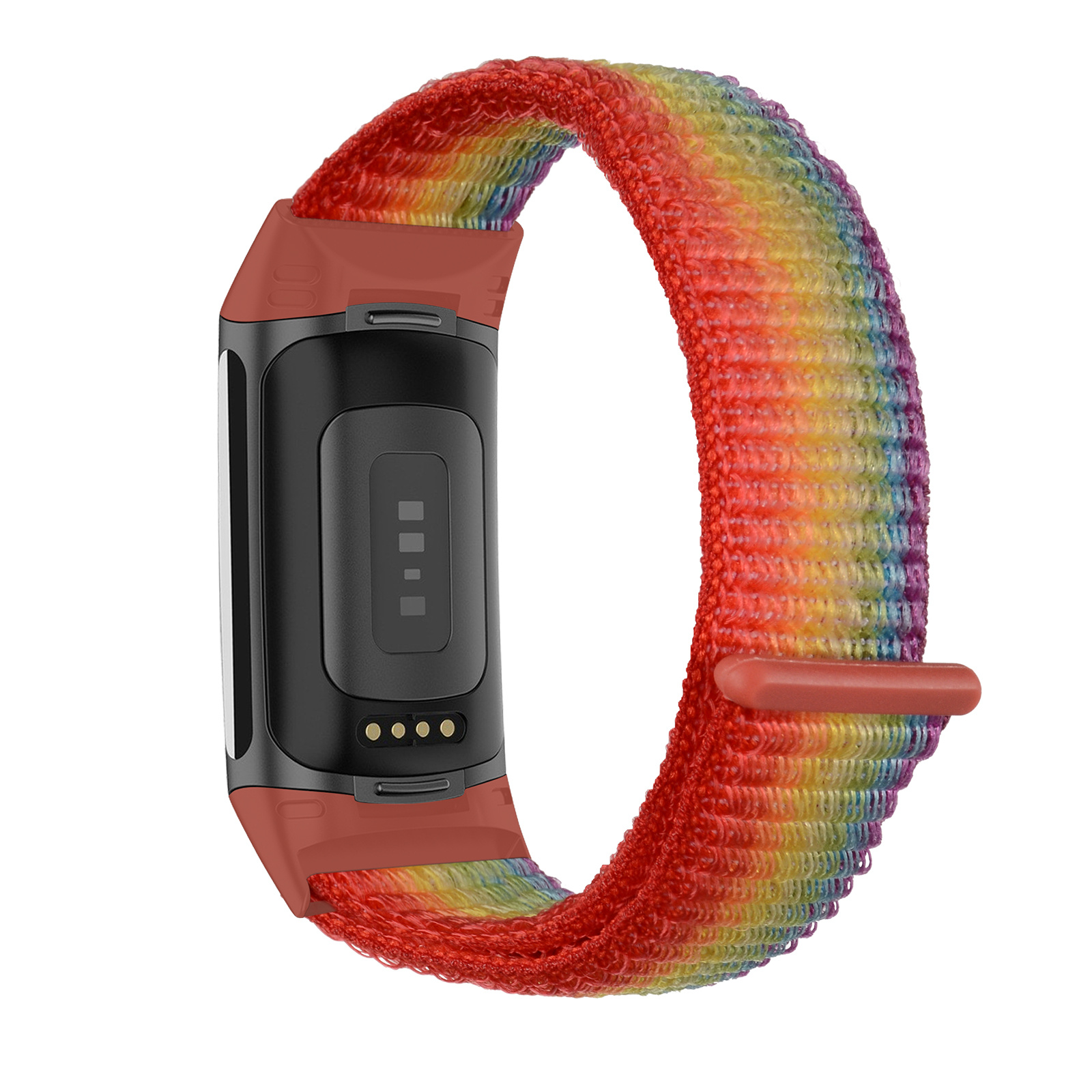 Fitbit Charge 5 Nylon Vecro Bandje - Regenboog