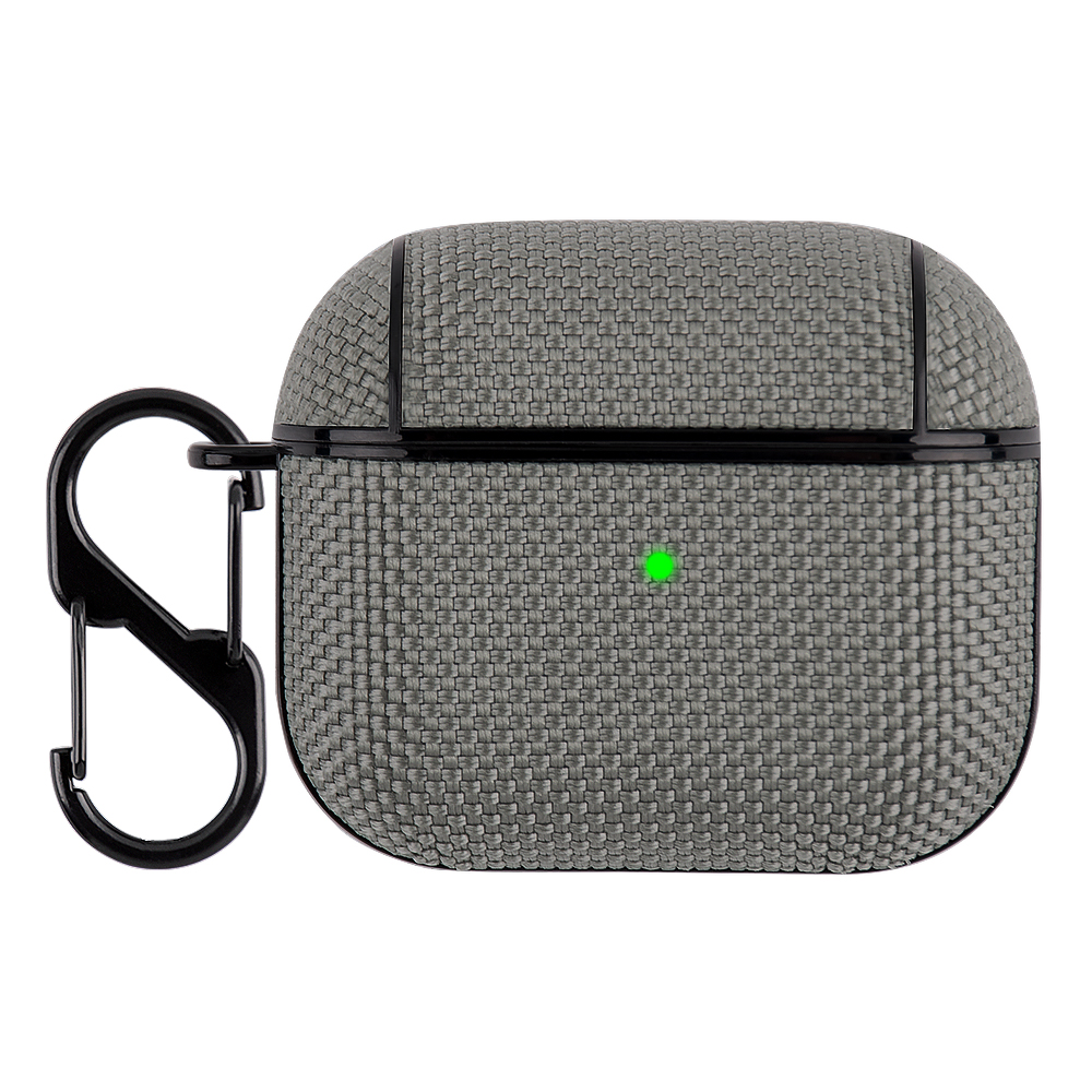 YONO Hoesje geschikt voor Apple Airpods 3 - Nylon Hard Case met Clip - Grijs