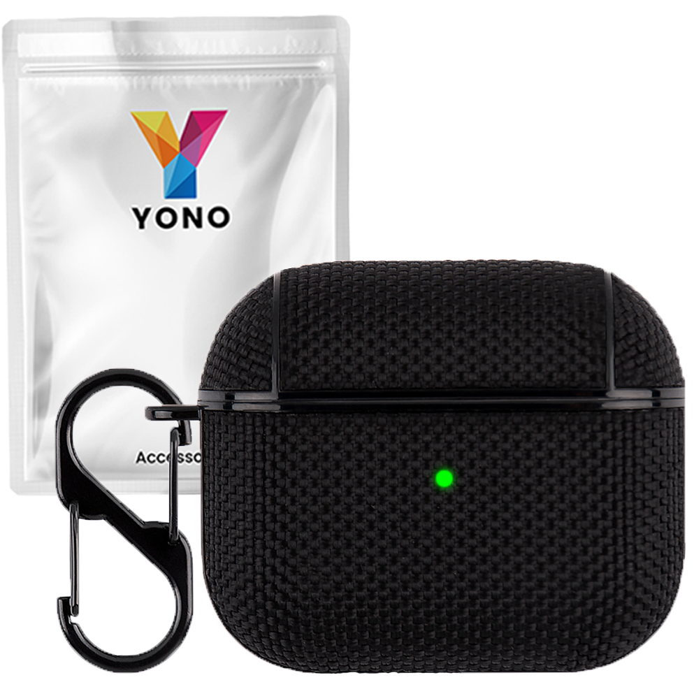 YONO Hoesje geschikt voor Apple Airpods 3 - Nylon Hard Case met Clip - Legergroen