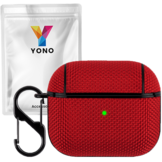 YONO Hoesje geschikt voor Apple Airpods 3 - Nylon Hard Case met Clip - Rood