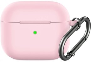Apple AirPods 3 Soft Case - Siliconen Hoesje met Clip - Lichtroze