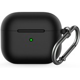 Apple AirPods 3 Soft Case - Siliconen Hoesje met Clip - Zwart