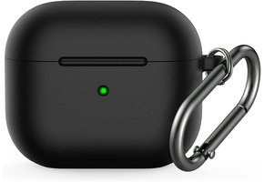 Apple AirPods 3 Soft Case - Siliconen Hoesje met Clip - Zwart