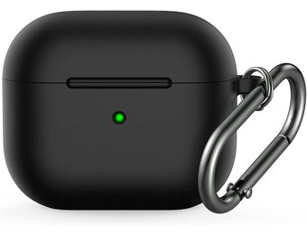 Apple AirPods 3 Soft Case - Siliconen Hoesje met Clip - Zwart