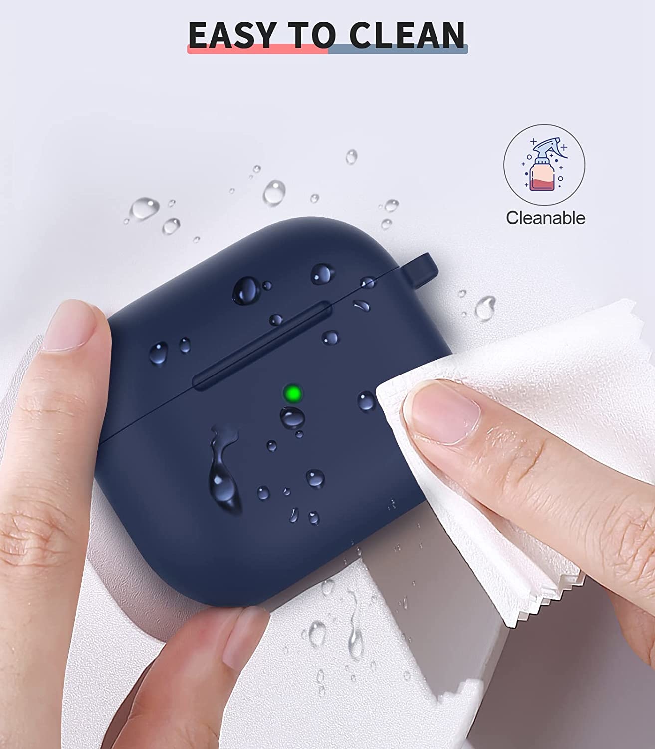 Apple AirPods 3 Soft Case - Siliconen Hoesje met Clip - Donkerblauw