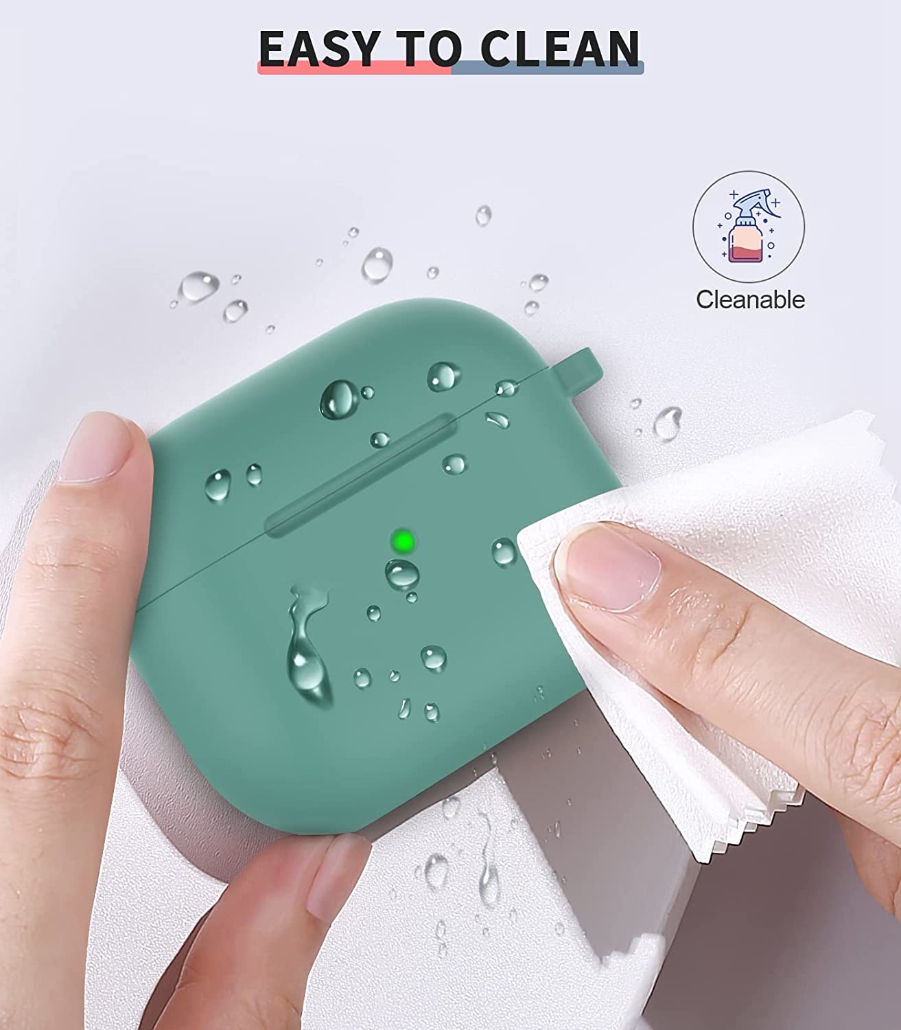 Apple AirPods 3 Soft Case - Siliconen Hoesje met Clip - Dennengroen