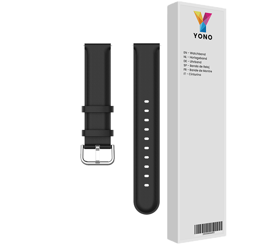 Vacca Leer Bandje 20mm - Zwart