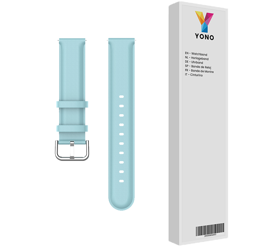 Vacca Leer Bandje 20mm - Babyblauw