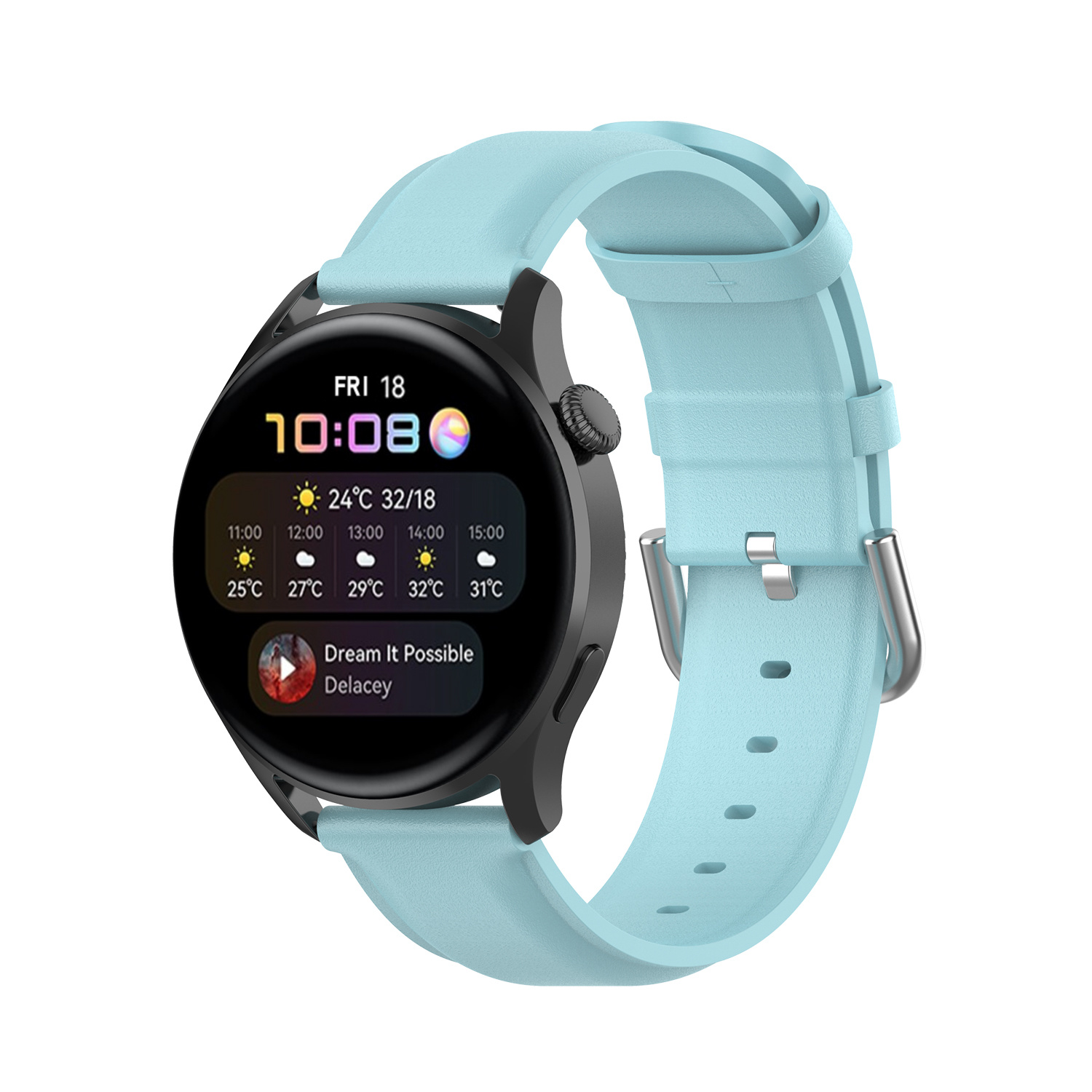 Vacca Leer Bandje 20mm - Babyblauw